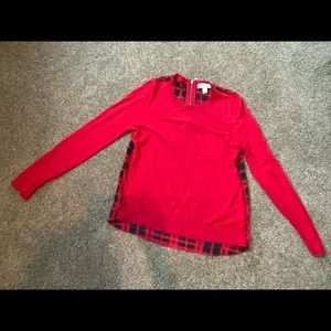 Michael Kors Red Plaid Sweater SZ S